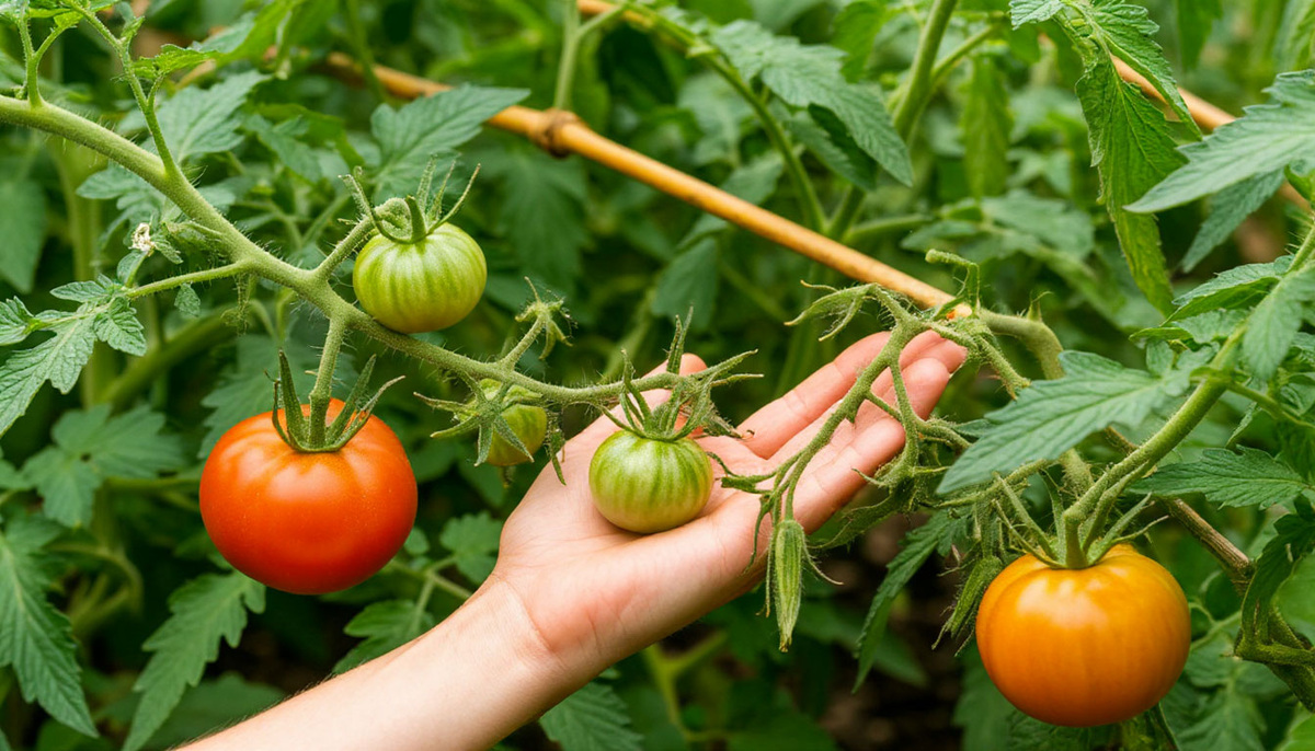    При цветении томатов в июле - первым делом: всего 15 г удобрения на 10 л воды - завязи появляются на глазах, нет пустоцветов