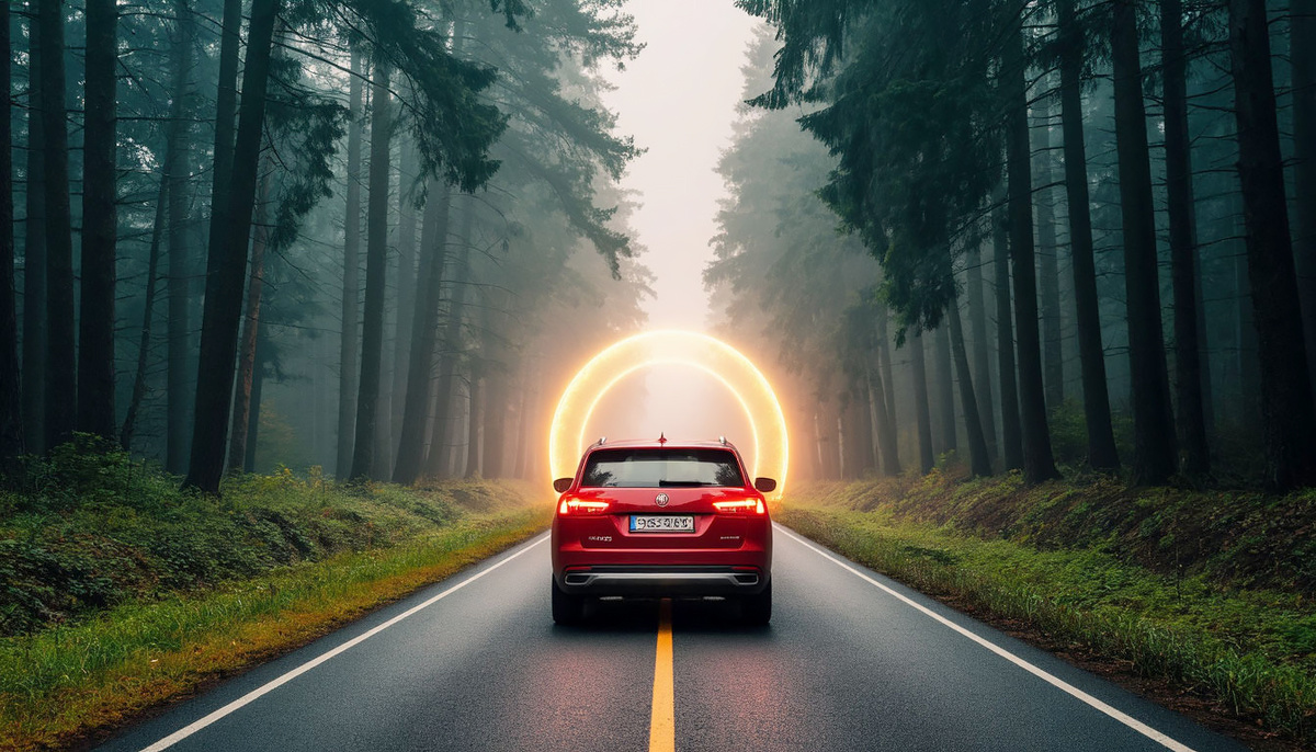 Машина остановилась перед светящимся порталом.