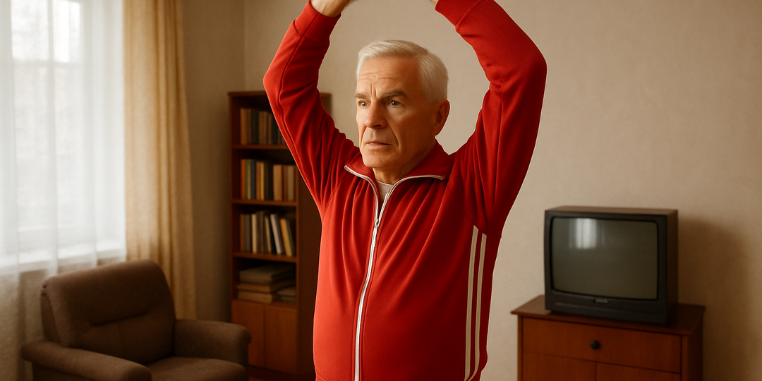 5 минут по утрам — и никакой бег не нужен. Мой знакомый гимнаст из СССР в 77 лет бодрее, чем я. Его комплекс — как секретный код