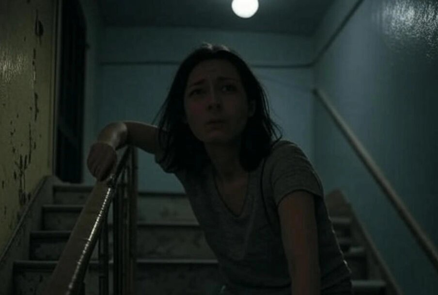    Со слов соседей, во время истерик Алексей выводил Наталью из квартиры, а та подавляла вспышки гнева уже в подъезде. Фото: Нейросеть Grok