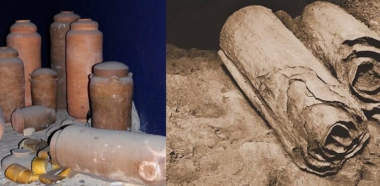 Как выглядители те самые глинянные горшки , в которых хранились рукописи.