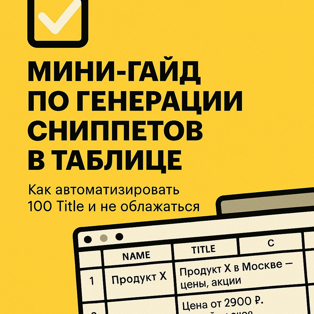 Генерация сниппетов в Экселе