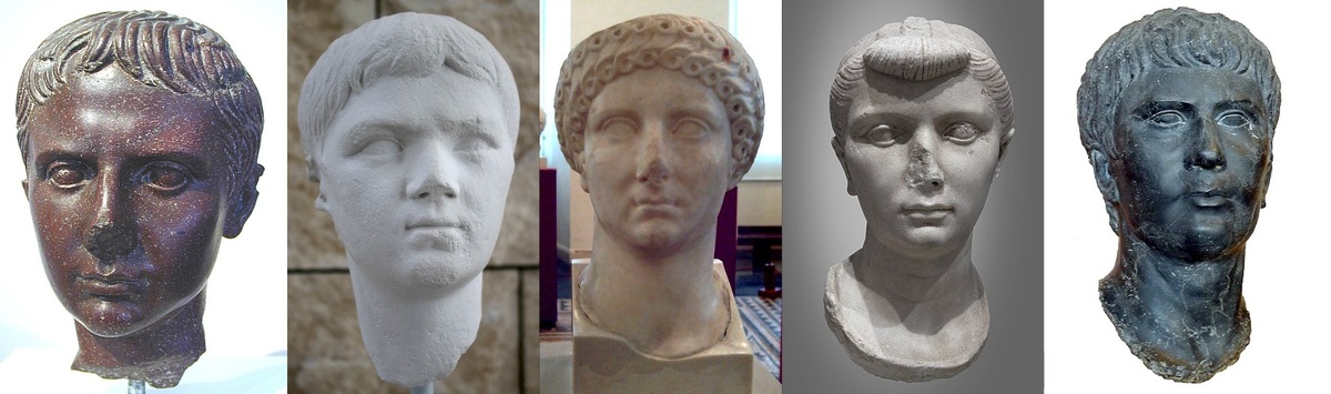 Внуки Августа: Гай,Луций,Агриппина Старшая,Юлия Младшая,Агриппа Постум.Из свободных источников интернета