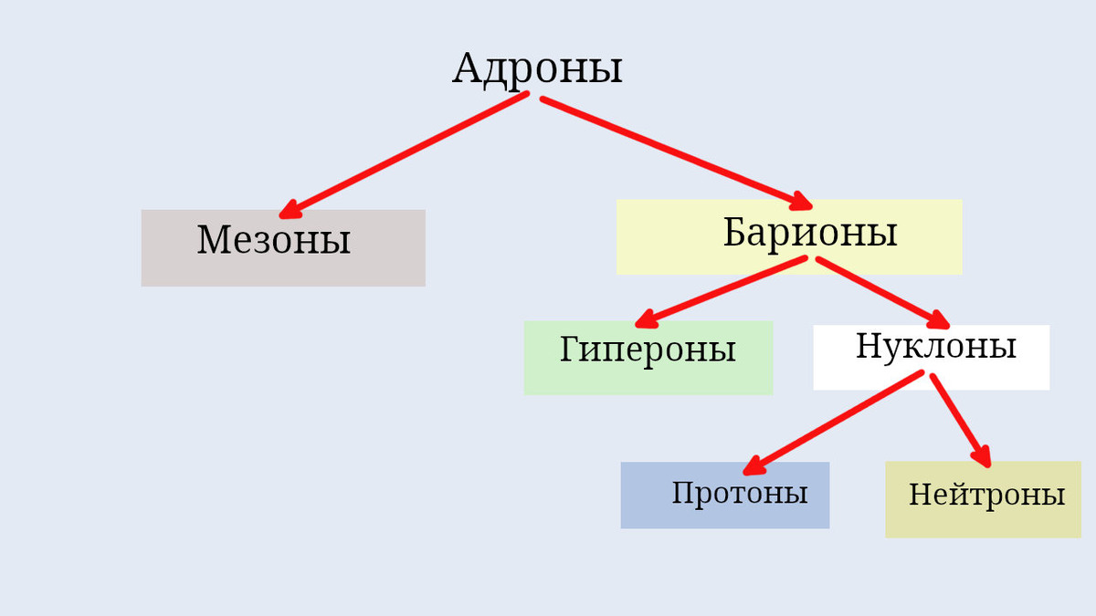 Схема адронов (создано Петром М.).