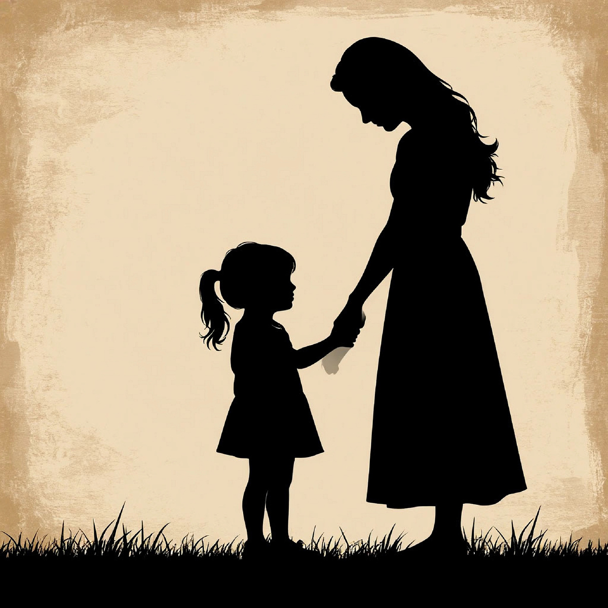 Силуэты женщины и девочки 