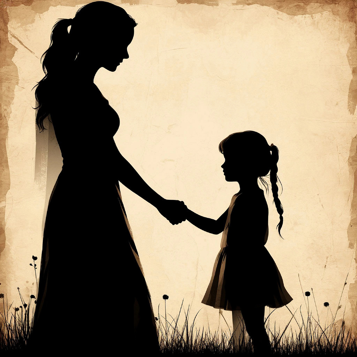 Силуэты женщины и девочки