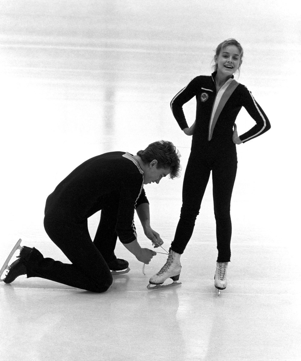 Екатерина Гордеева и Сергей Гриньков на тренировке, 1986 год