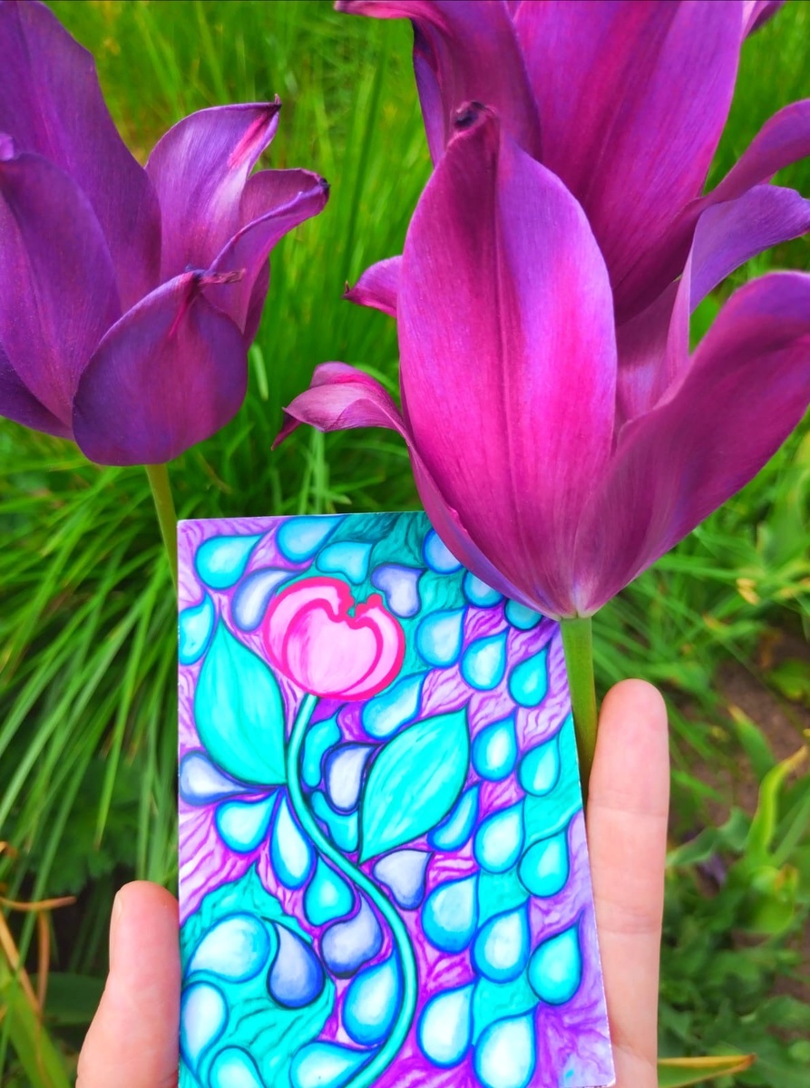 Миниатюрная открытка "Наполнение" от Юлии Арти, ассоциируется с самым жарким месяцем лета - июлем