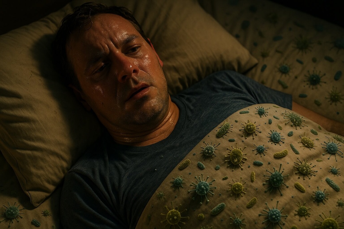    За одну ночь человек может выделить до пол-литра пота, даже если он чистый перед сном