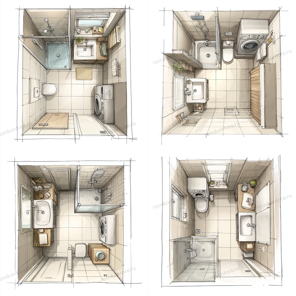 Эскизы ванной комнаты с душевой кабиной
