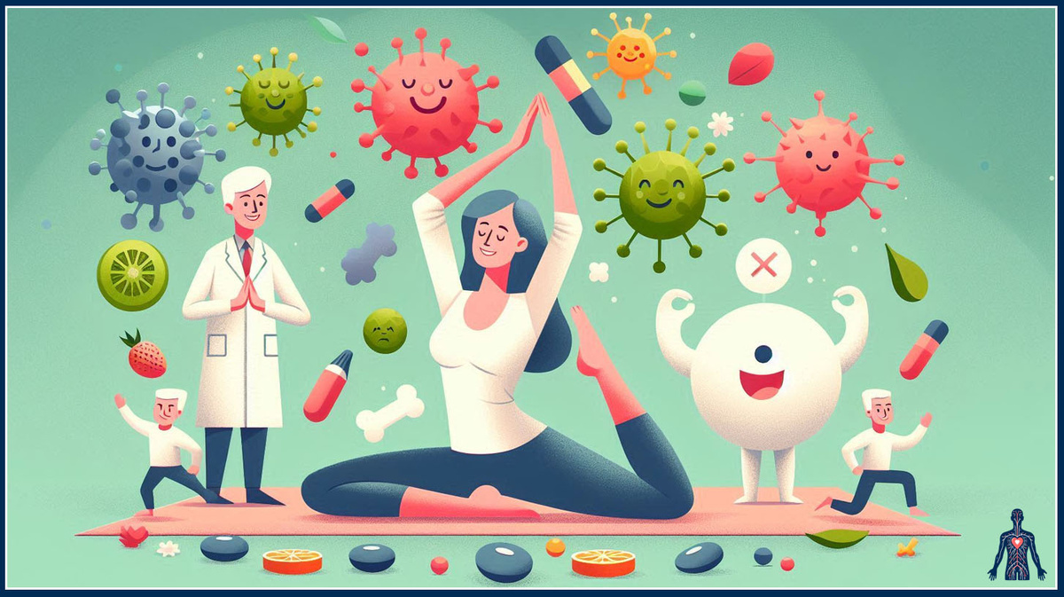 Женщина средних лет (45-50 лет) занимается легкой йогой