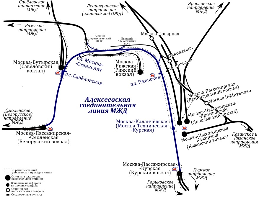 Схема Алексеевской соединительной линии.