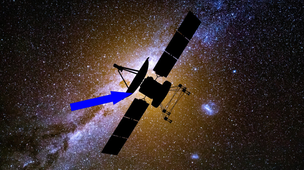    Космический спутник в черном Вантаблаке борется с проблемой ночного неба