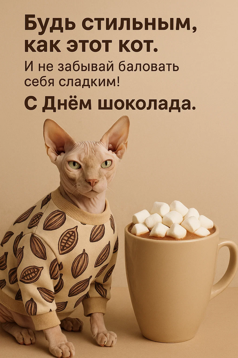 Открытка из серии «С Днём шоколада» создана по моей задумке с помощью нейросети.