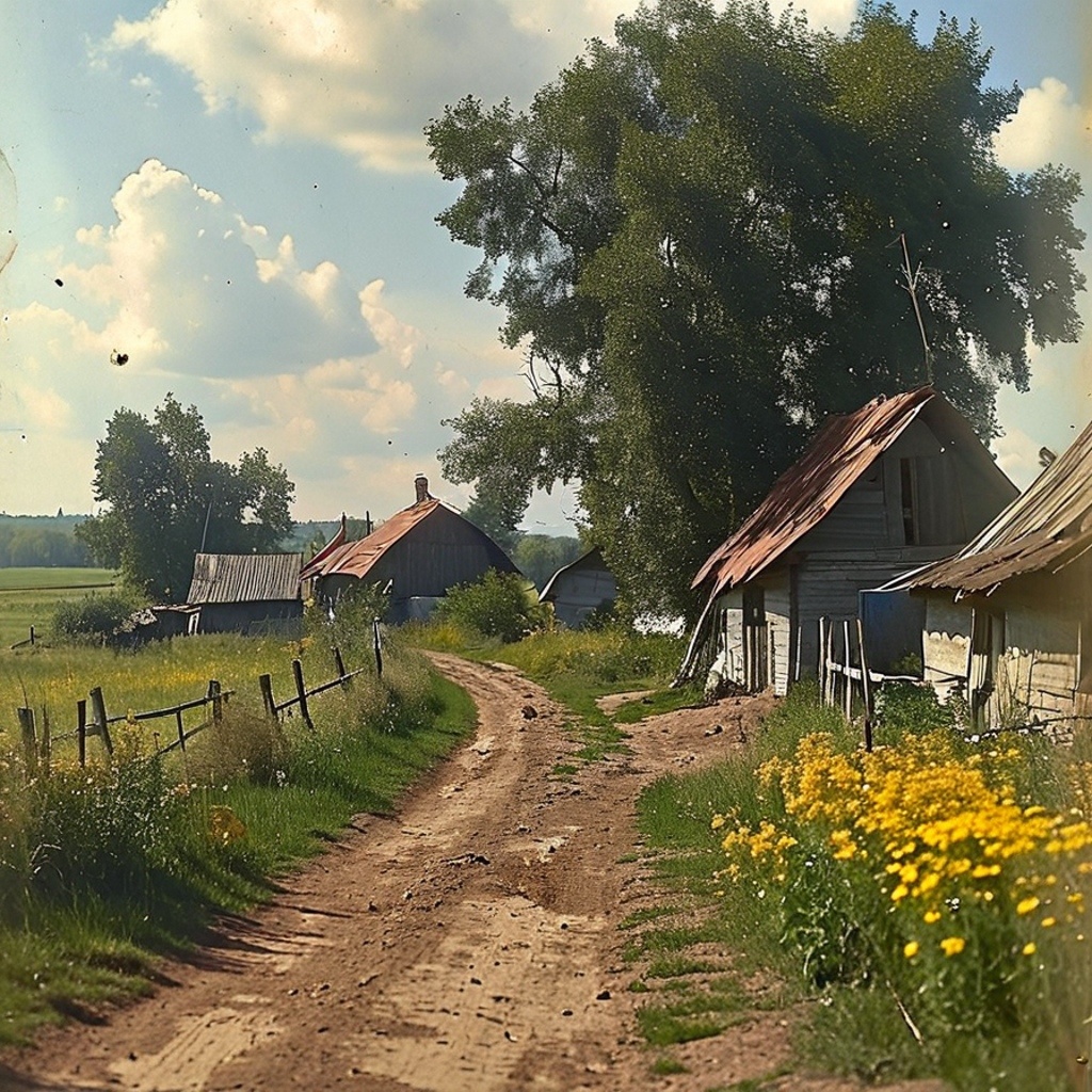 Деревня в Гомельской области, картинка создана ИИ