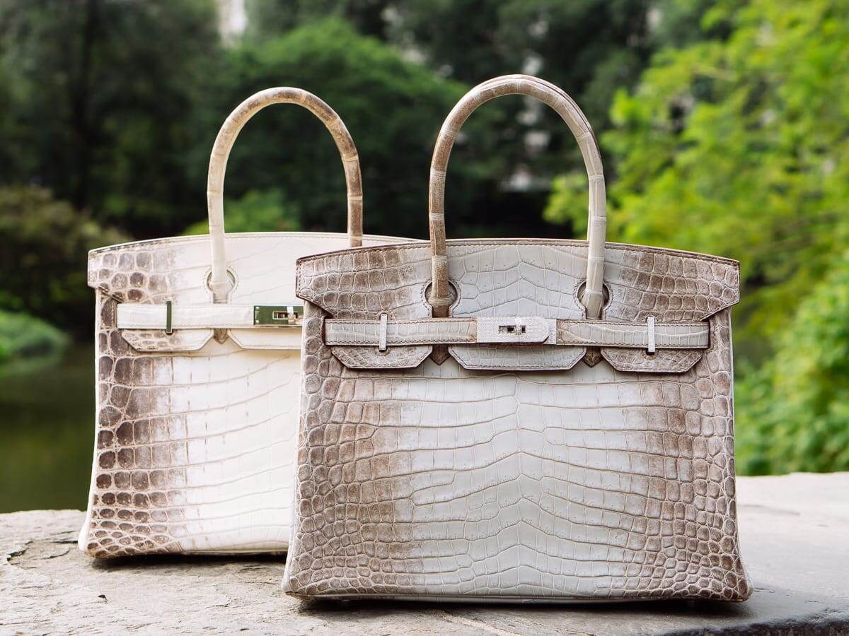 Hermès White Himalaya Niloticus Crocodile Diamond Retourne Kelly 28
