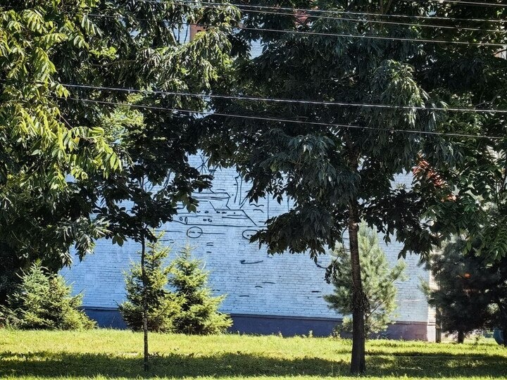     Не сразу заметишь мурал, но если пройти немного вперед - работа открывается во всей красе / Ольга Григорьева