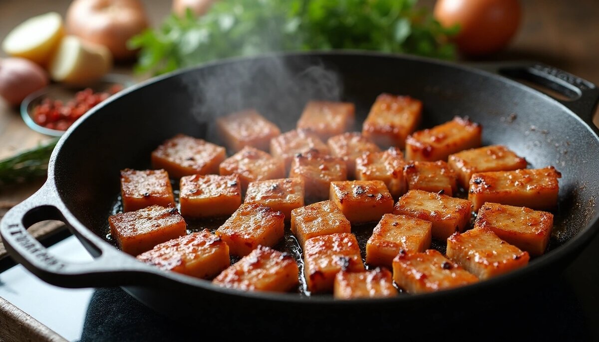 Шашлык на сковороде из свинины – это отличное решение, когда хочется сочного, ароматного мяса, а возможности выбраться на природу нет. Я прекрасно понимаю, что традиционно шашлык готовят во время отдыха на свежем воздухе, однако не всегда удается выехать за город или на дачу, а вкусного мяса все равно хочется. Именно поэтому я решил поделиться с вами способом, как приготовить шашлык из свинины на сковороде в домашних условиях.