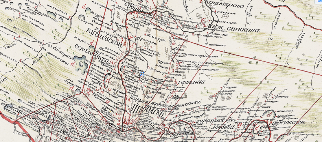 Карта Тобольского уезда Тобольского наместничества 1784 года