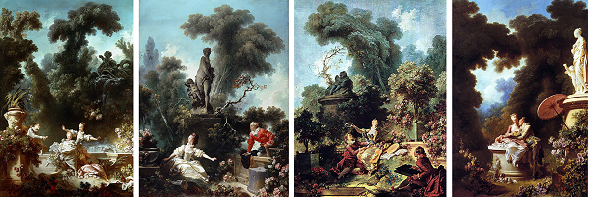 Жан-Оноре Фрагонар.Прогресс любви, 1780-е. Коллекция Фрика, Нью-Йорк.