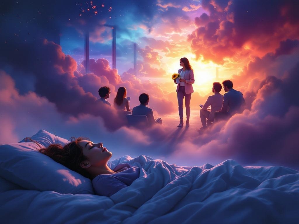    К чему такое снится: Я бы нарисовал студентку, идущую к преподавателю по психологии в экзаменационной аудитории. В руках она держит кружку с яркой желтой герберой. Вокруг них другие студ