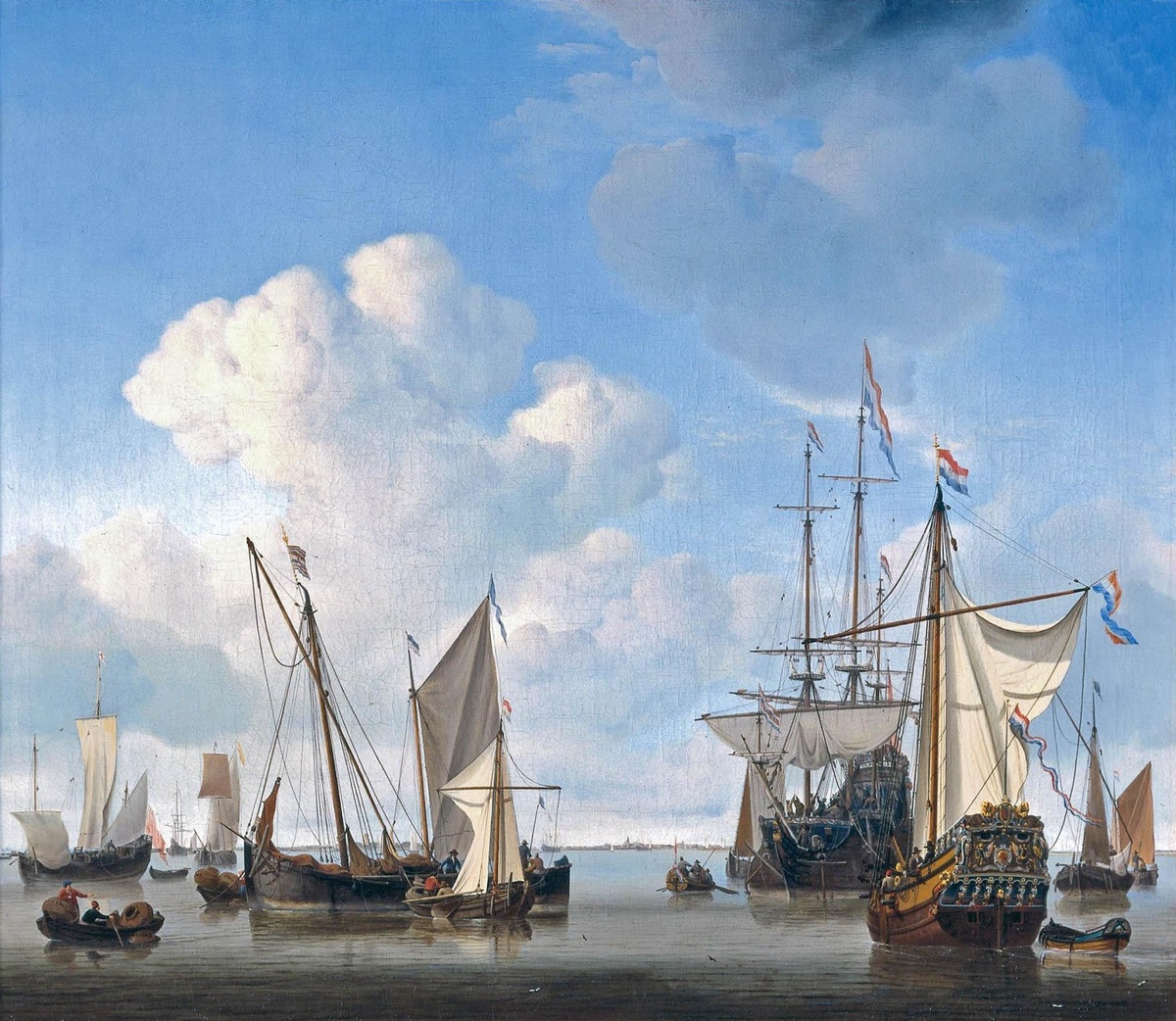 Художник Виллем ван де Велде-младший, «Корабли возле Амстердама», 1670 год.