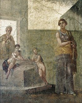 «Медея, готовящаяся убить своих сыновей». Фреска из Помпей. 62–79. Национальный археологический музей (Неаполь)
