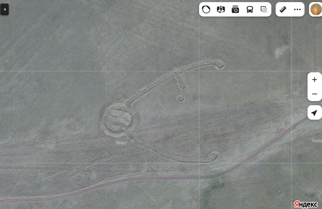 Вид археологического памятника Новоактюбинский I на Яндекс-картах