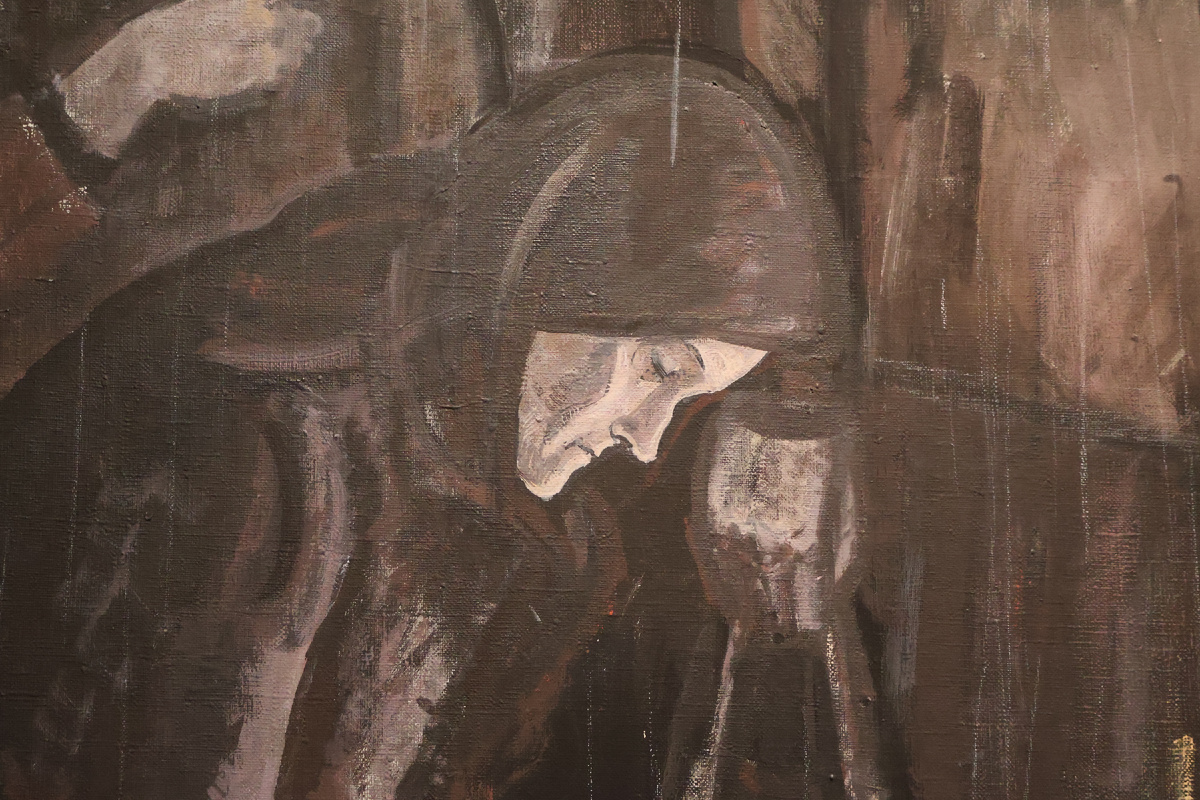 Держите для вдохновения фрагмент картины Владимира Минаева (1912-1993) "У безымянных могил" (1987)