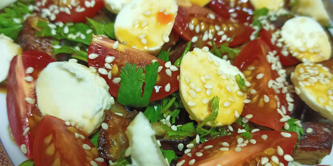 Салат с хрустящими баклажанами