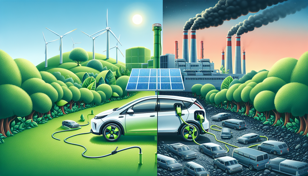 "Электромобиль на фоне промышленных дымовых труб: парадокс эко-технологий"