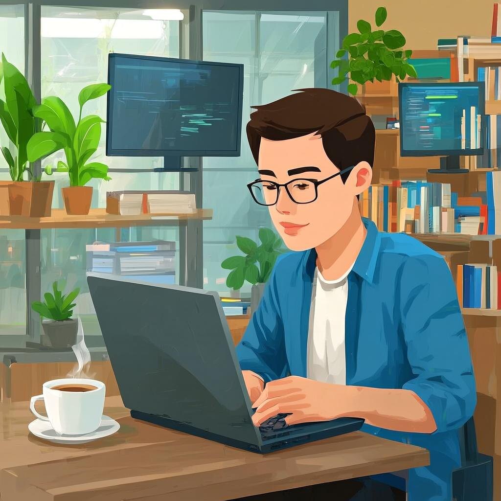 Так может выглядеть ваше рабочее место - стол, стул, и доступ в интернет!)