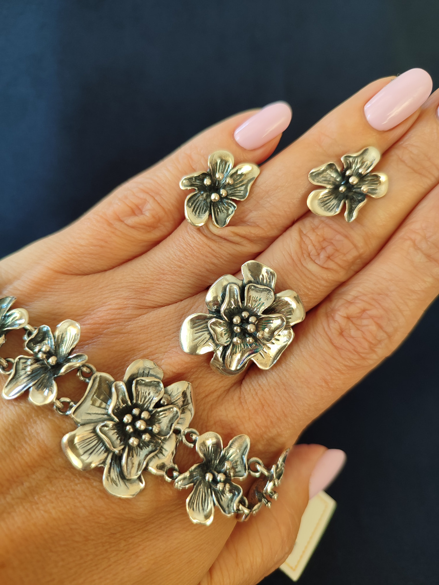 Комплект "Жасмин". Серебро