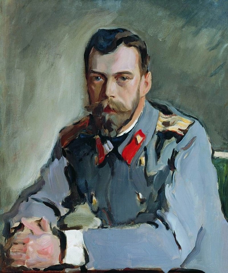 Портрет Николая II в офицерской тужурке Преображенского полка. Серов В. А., ок.1900 г.