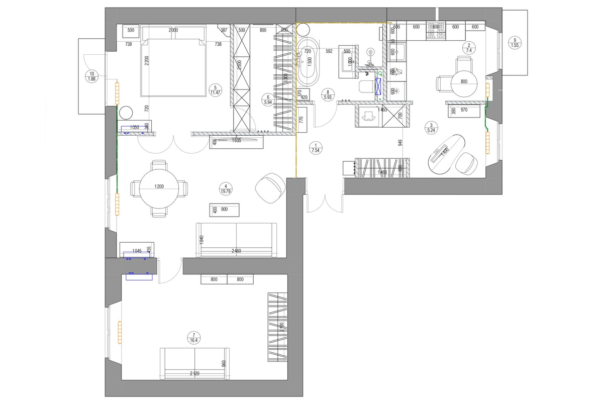 Финальное планировочное решение и расстановка мебели