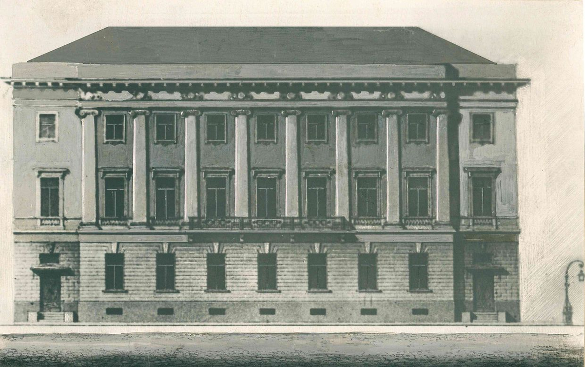 Эскизы Карла Росси: первоначальный проект фасадов здания Дворянского собрания, вид с Михайловской площади и с Михайловской улицы © Пресс-служба Санкт-Петербургской филармонии имени Дмитрия Шостаковича