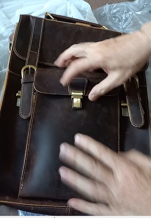 Сумка рюкзак трансформер из толстой кожи