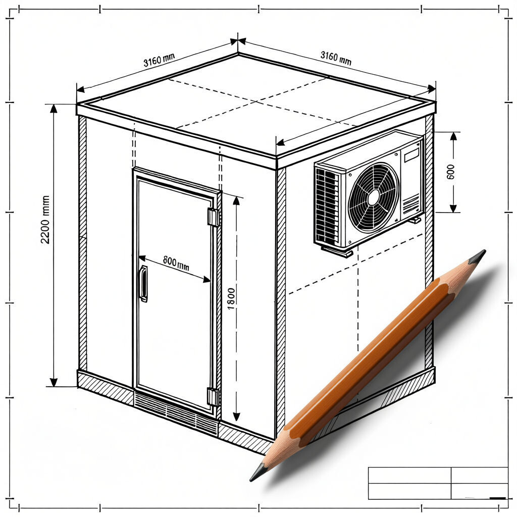 Пример холодильной камеры с холодильной машиной