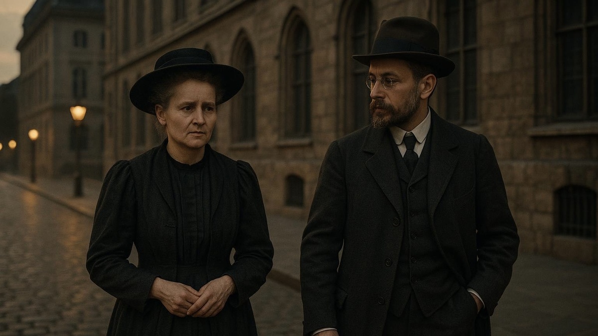 В иллюстративных целях. Мария Кюри и Поль Ланжевен во время прогулки. Нарисовано нейросетью.