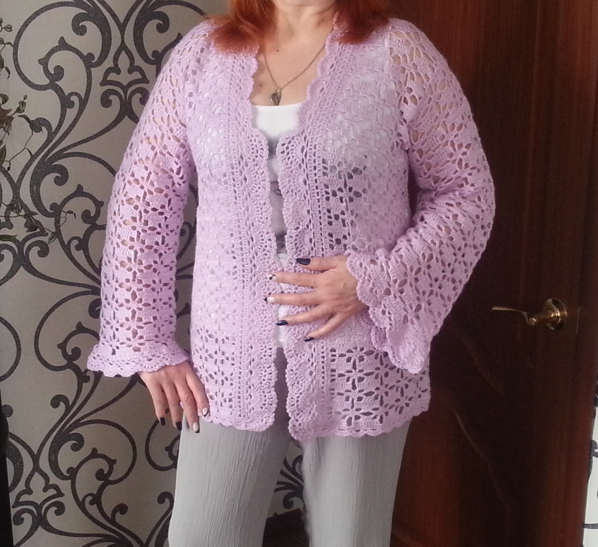 Ажурный кардиган крючком