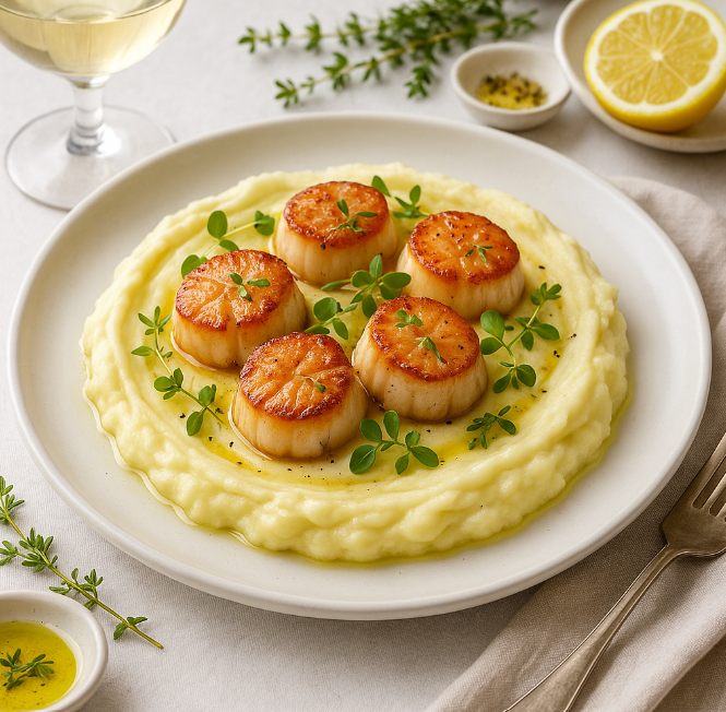 Гребешки на сливочном пюре рецепты от Дарики