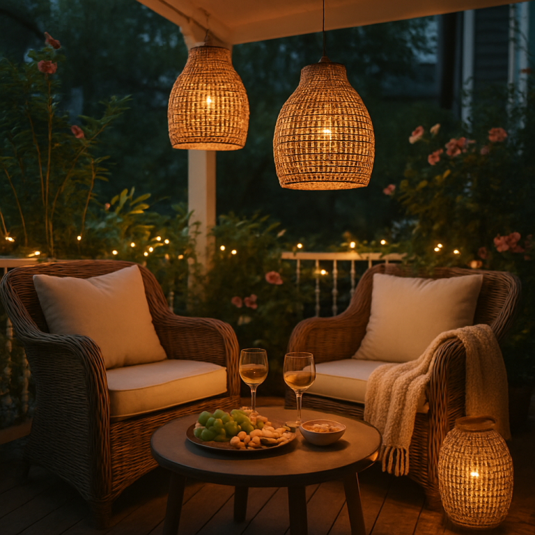    Как создать уют на веранде: плетёные ротанговые светильники своими руками для волшебных вечеров Loza