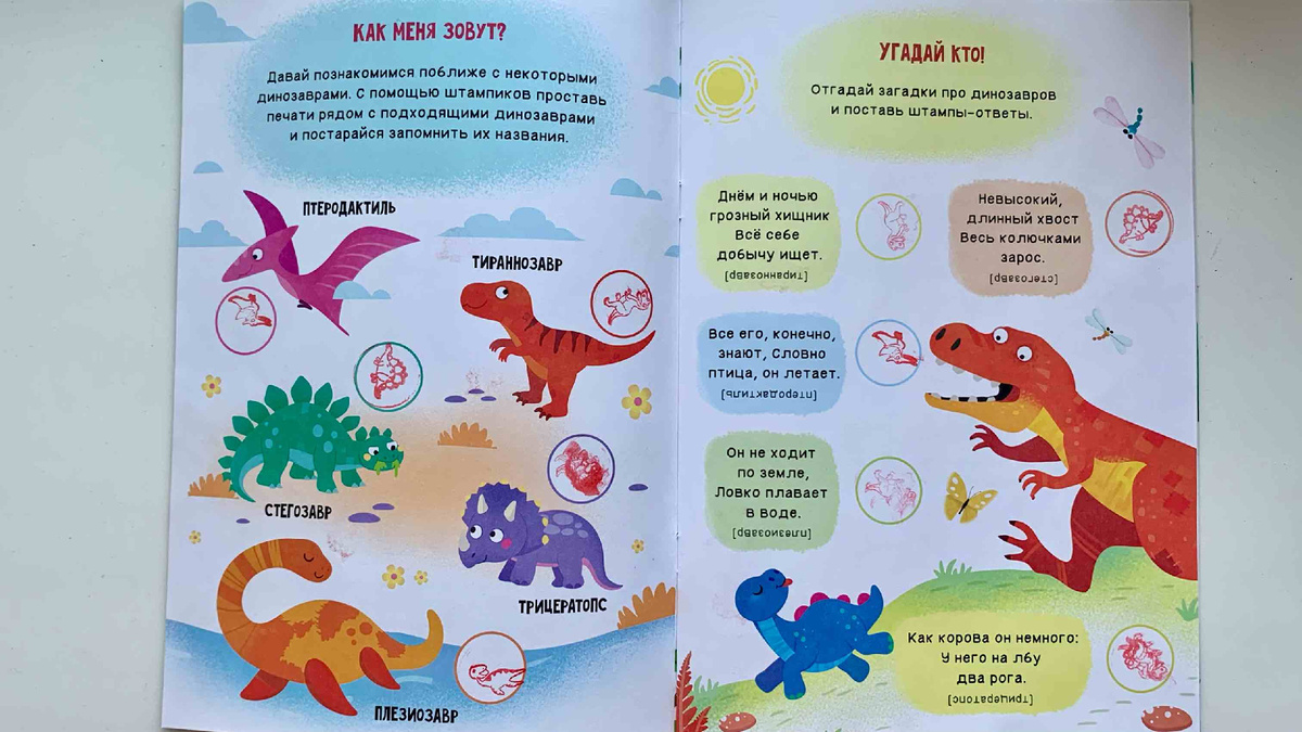Развивающая книжка про динозавров. Фото автора канала
