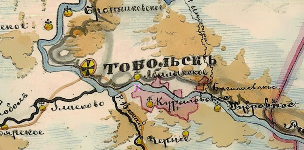 Фрагмент Карты Тобольской и Томской губерний 1874 года.