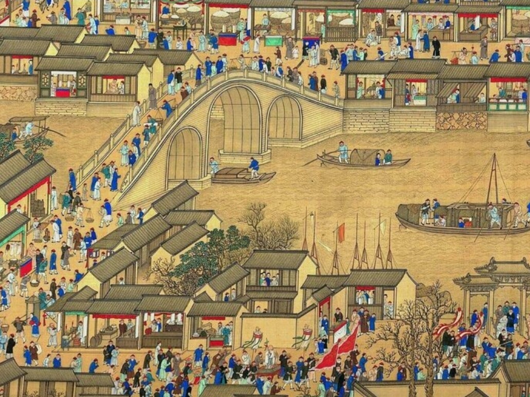 Великий китайский канал: мост в Ханчжоу. Средневековая живопись (из открытых источников в интернете)