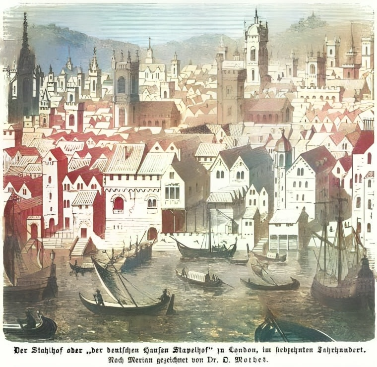 Стальной двор на Темз-стрит в Лондоне