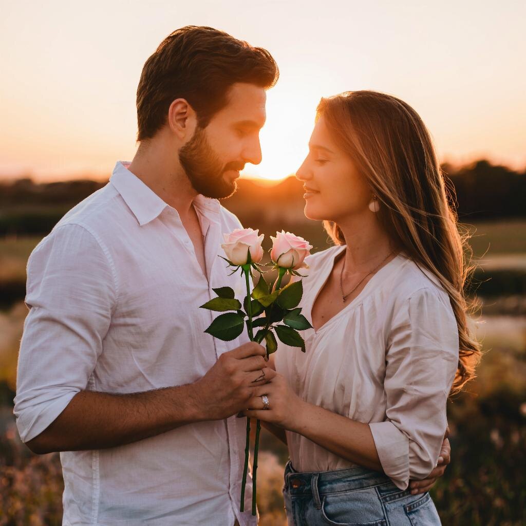 Парень подарил две розы