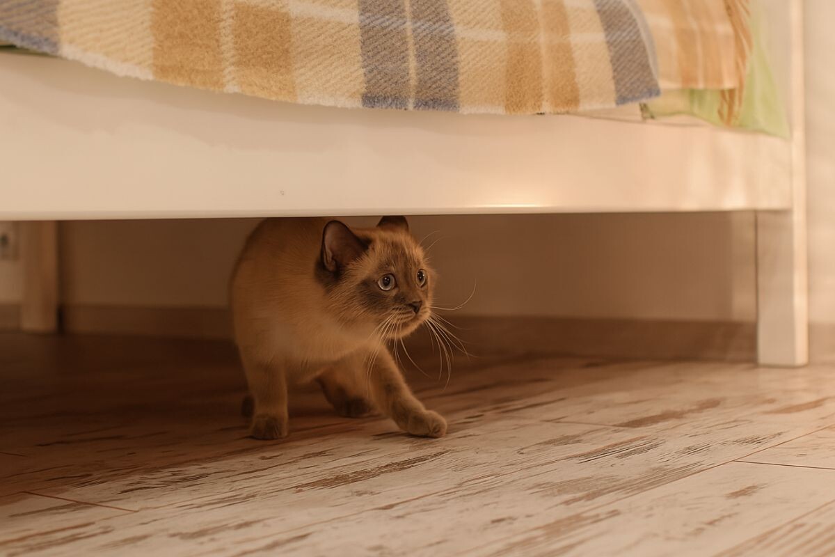 Кот под кроватью