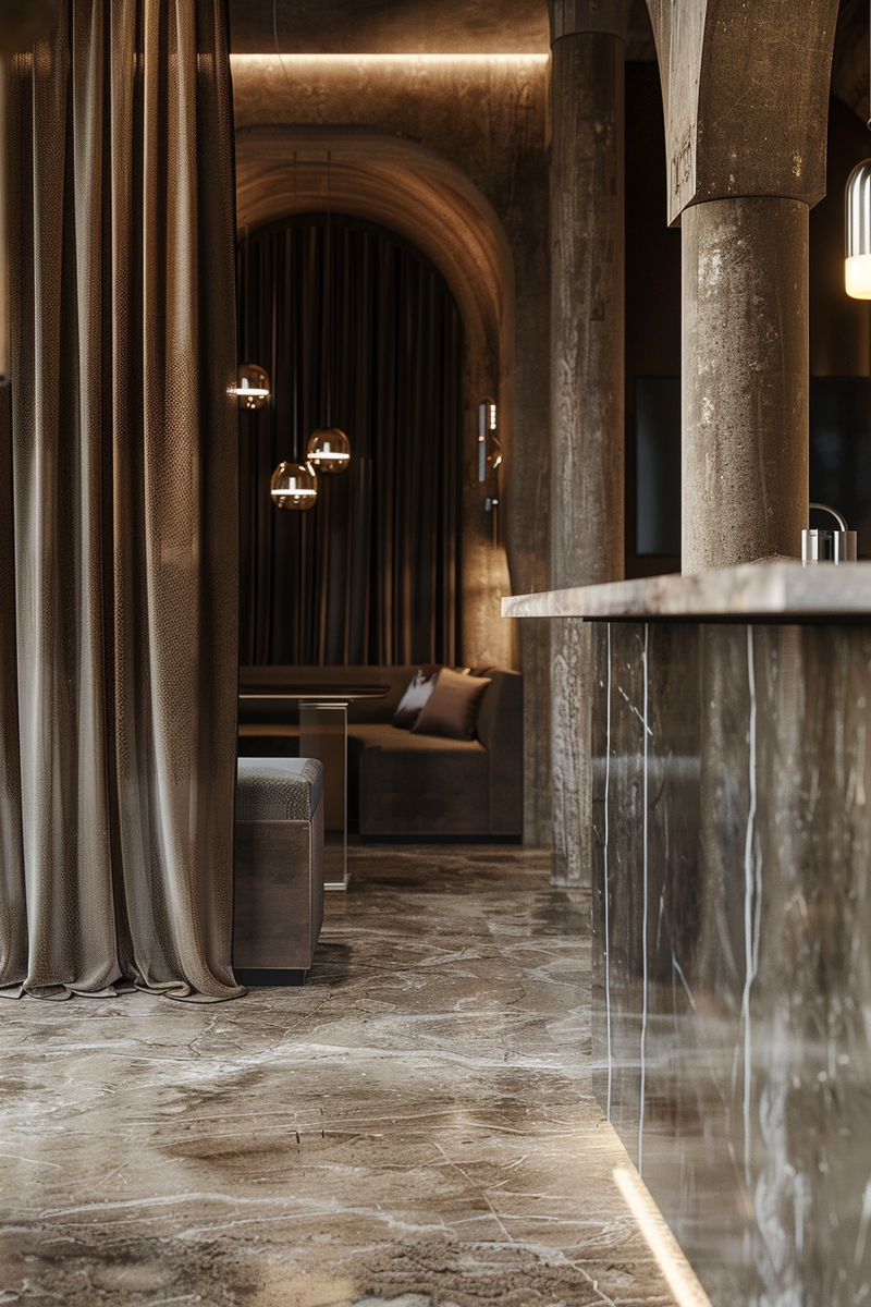 Текстура травертина, бархат, латунь