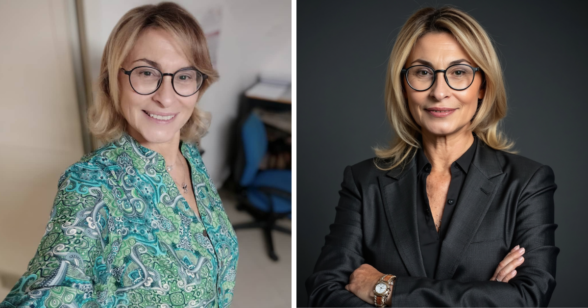 Обычное фото и Деловое Фото с ИИ (справа)